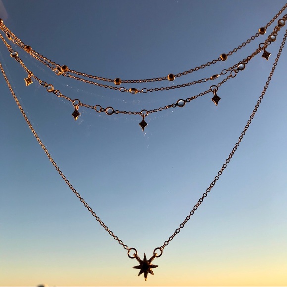 "The Southern Star" Boho Layered Diamond Necklace - Picture 5 of 7